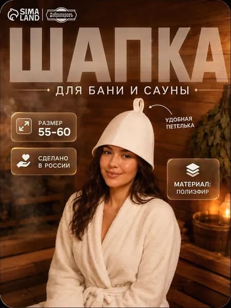 Шапка для бани и сауны Классическая Добропаровъ, светлая, банная шапка