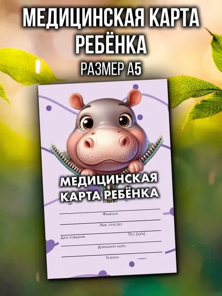 Медицинская карта 026/у-2000 Аурасо, медкарта в детский сад, школу и поликлинику, амбулаторная, формат А5