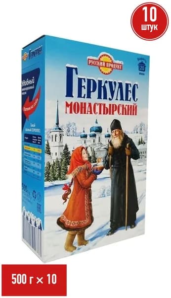Каша Русский Продукт Монастырский геркулес 500 г, набор: 10 штук