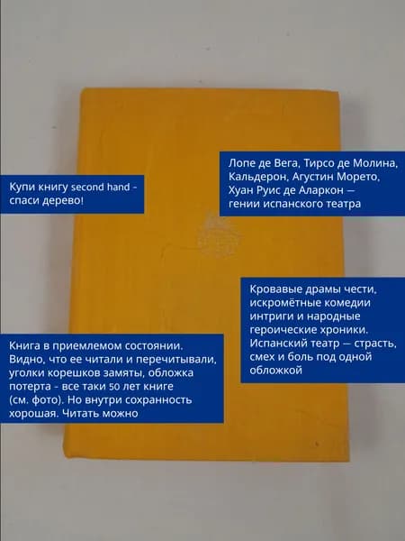 Испанский театр. Библиотека всемирной литературы. Сборник | Вега Карпьо де Лопе Феликс, де Молина Тирсо | Книга б/у