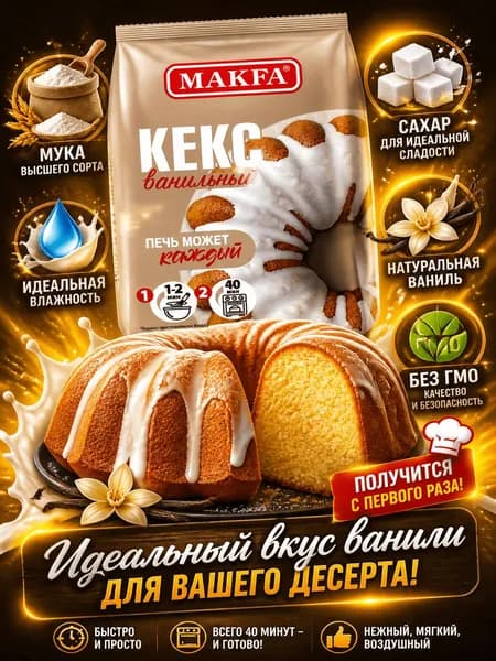 Кекс Makfa ванильный, 300г