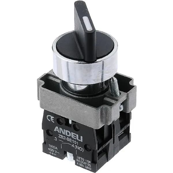 Переключатель ANDELI XB2-BD25 черный 1NO 1NC на 2 положения I-0 стандарт ручка артикул ADL10-001