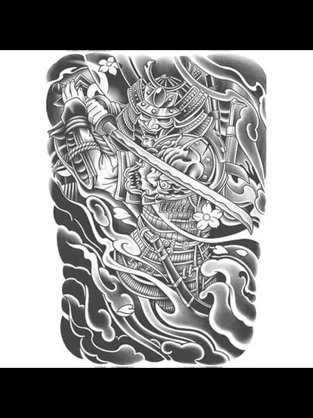 Плакат с травяным соком для тату, 480x340мм, Demon Samurai