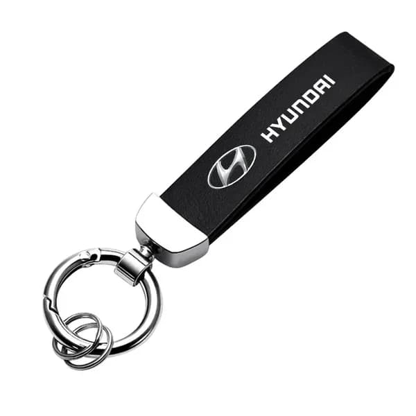 Металлический брелок для ключей с эмблемой из тонкой кожи для Hyundai Creta, SantaFe, Kona, Genesis, Equus, Coupe, Azera, Ioniq, автомобильные аксессуары