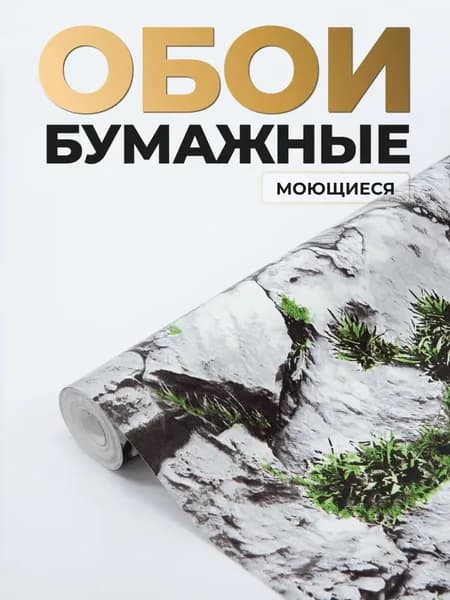 Обои бумажные для кухни и прихожей моющиеся 53 см