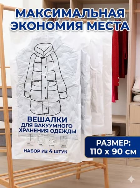 Вакуумный пакет для одежды Пуховая зимняя одежда подвесной вакуумный компрессионный мешок 1 штука