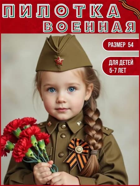 Пилотка военная детская для мальчика для девочки со звездой размер 54