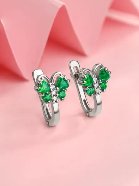 Детские серьги бабочки серебро 925 с фианитами