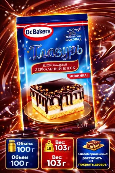 Глазурь кондитерская DR.OETKER Шоколадная зеркальная, 100г