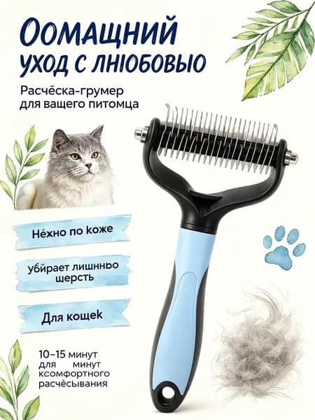 Расческа для кошек и собак, чесалка, колтунорез, пуходерка, дешеддер