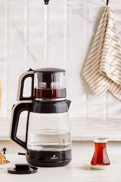 KARACA Стеклянный чайник и заварник для чая Glass Tea Xl 2 в 1 Стеклянный чайник и заварник для чая Крем