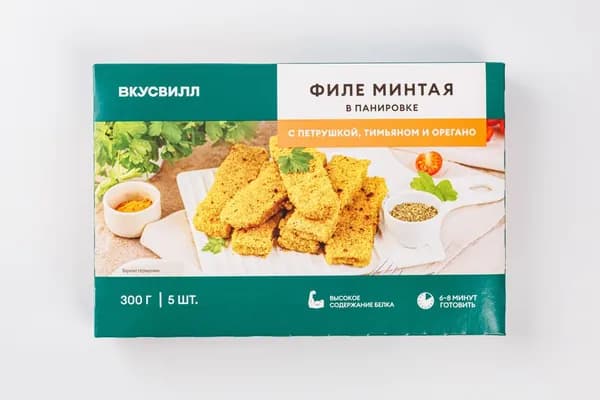 Филе минтая в панировке с петрушкой, тимьяном и орегано зам., 300 г