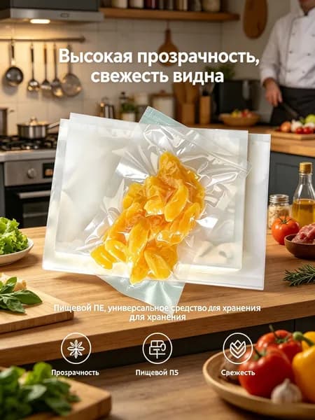 Пищевые пакеты ПЭ для хранения продуктов, прозрачные, сохраняют свежесть