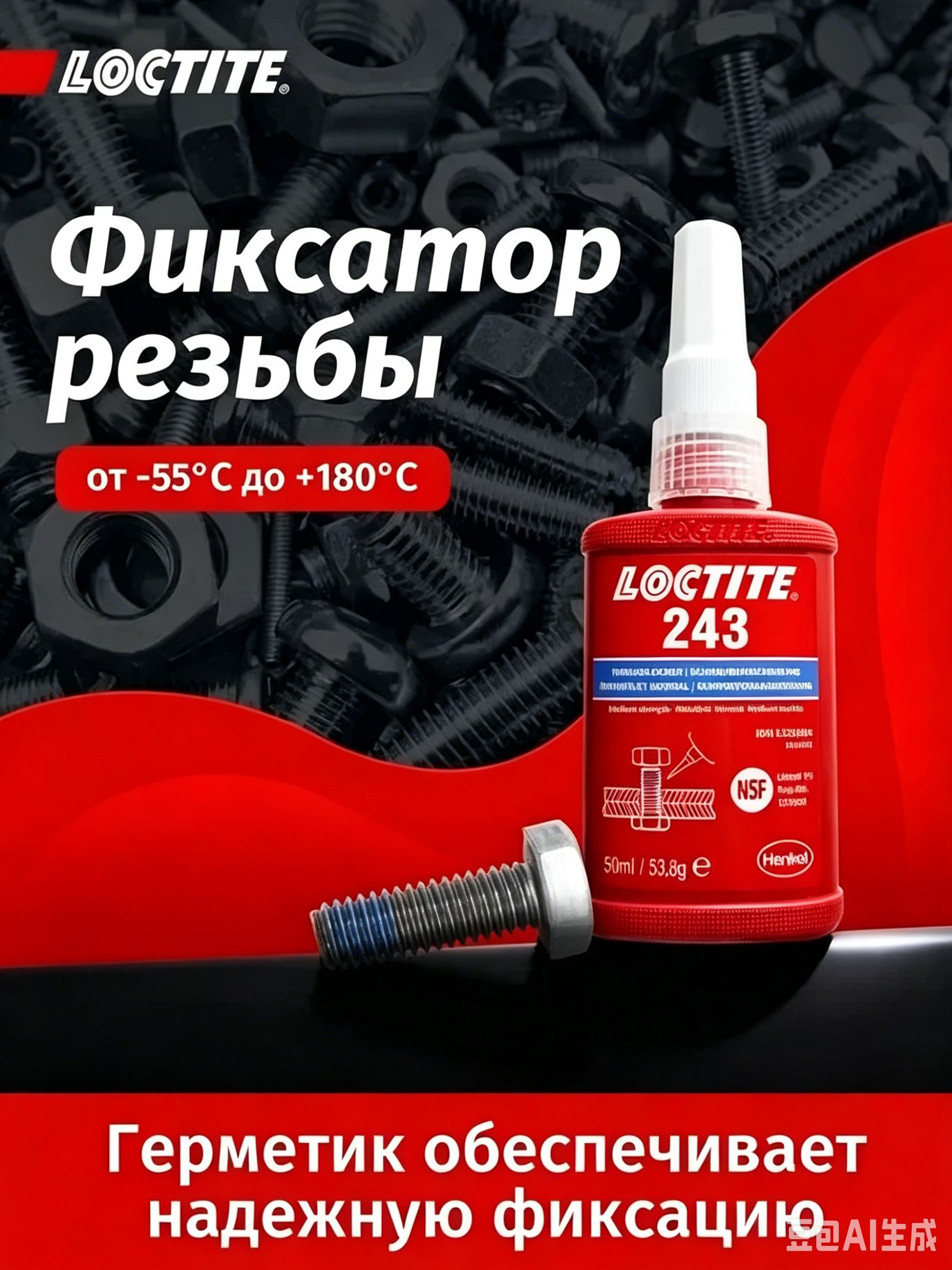 Фиксатор резьбы Гель, 50 мл, 1 шт.