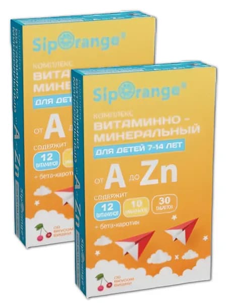 Siporange витаминно-минеральный комплекс от а до цинка таб для детей 7-14летporange/сипоранж витаминно-минеральный комплекс от а до цинка таб для детей 7-14лет n30