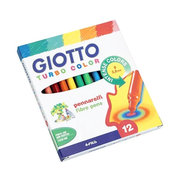 Набор фломастеров цветных Giotto Turbo Color, 2.8 мм, картонная коробка 12 цветов