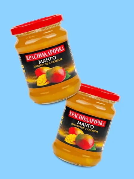 Набор Манго протертое с сахаром Краснодарочка 280 г, 2 штуки