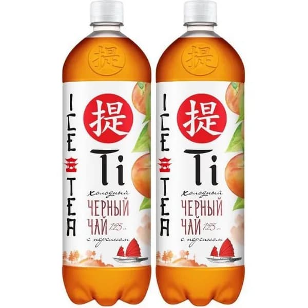 Холодный чай Ti черный персик 1,25 л, набор: 2 штуки