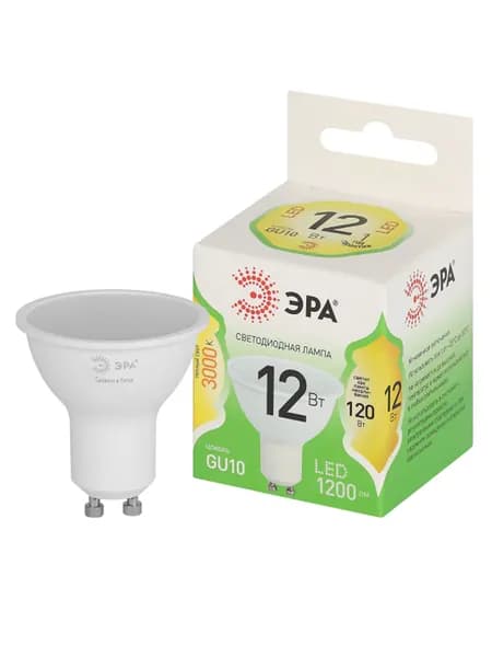 Лампочка светодиодная ЭРА GREEN LINE Б0067058 LED MR16-12W-830-GU10 GL GU10 12 Вт софит теплый свет
