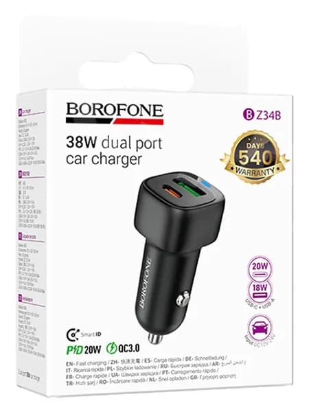 АЗУ BOROFONE BZ34B 38W (PD20W+QC3.0), цвет черный