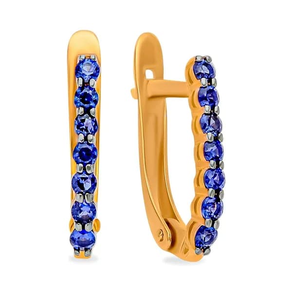 Серьги женские с сапфирами синтетическими из красного золота 375 пробы 585GOLD