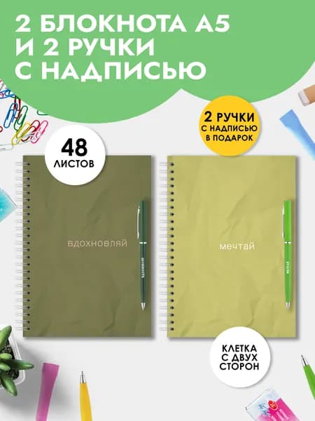 Подарочный набор блокнотов в клетку А5 48 листов на пружине, в подарок на Выпускной коллеге в офис, в школу мальчику или девочке