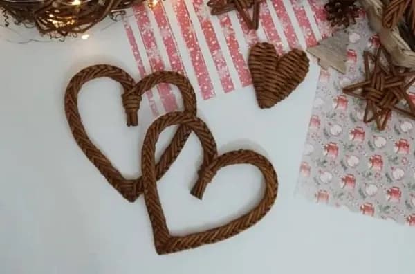 Сердце плетеное 2 шт, 15*13 см, для дизайна интерьера,букетов