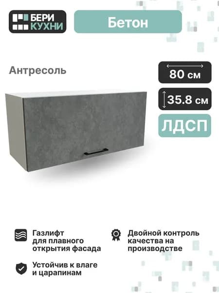 Кухонный модуль навесной горизонтальный 80 см ЛОФТ (Бетон/Белый)