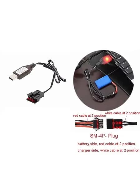 USB-кабель 7,4 В для зарядки литий-ионных аккумуляторов SM-4P+ / SM-4P-, подходит для радиоуправляемых машин и лодок