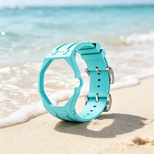 Чехол из биокерамики и силиконовый ремешок для часов Swatch Royal Pop, озерно-голубой
