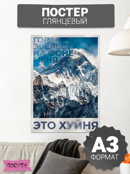 Постер на стену мем гора Эверест
