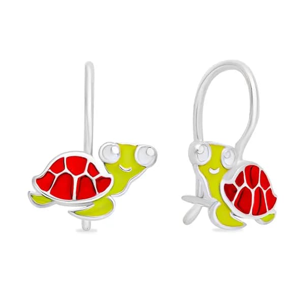 Серьги Черепаха детские серебро 925 пробы 585GOLD