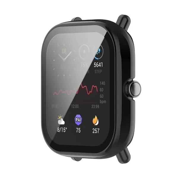 Чехол и защитное стекло для часов Amazfit GTS 2 Mini, полная защита, черный цвет