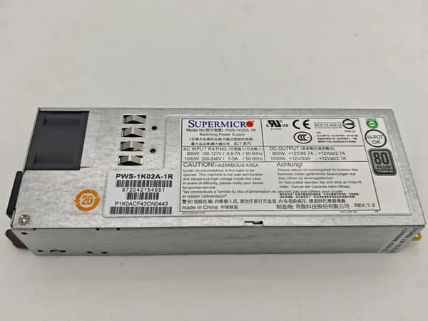 Supermicro Серверный блок питания Supermicro PWS-1K02A-1R 1020w, 1020 Вт (PWS-1K02A-1R)