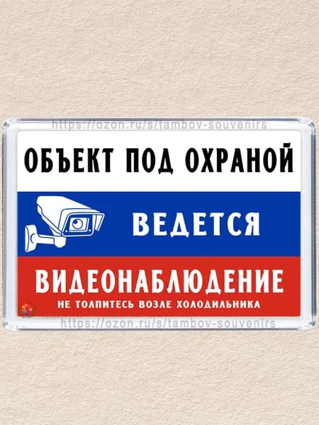 Магнит на холодильник "Холодильник под охраной"