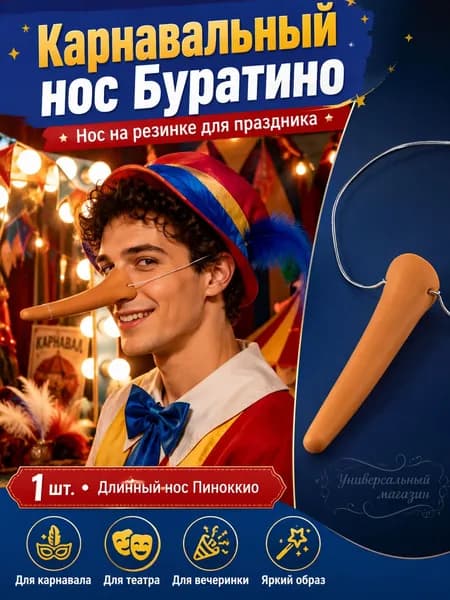 Карнавальная маска для длинного носа 18 см