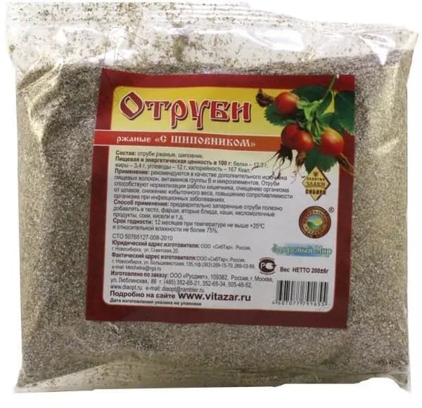 Отруби СибТар Ржаные с шиповником, 200г