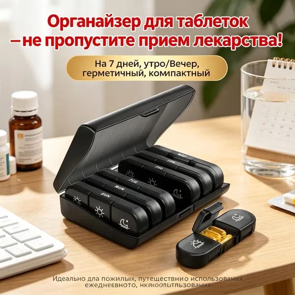 Таблетница на неделю 3 приема русском языке