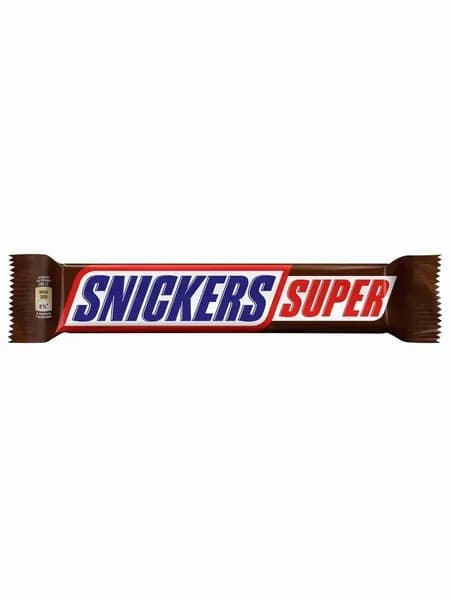 Шоколадный батончик Snickers Super, арахис, нуга и карамель в молочном шоколаде, 80 г