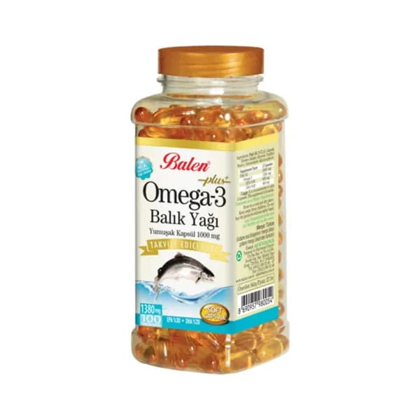 Balen Fish Oil Omega-3 Plus, 100 капсул Высококачественная добавка для поддержки работы сердца, мозга и зрения