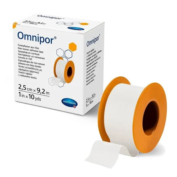 Пластырь Omnipor / Омнипор фиксирующий из нетканного материала, с еврохолдером: 2,5 см х 9,2 м