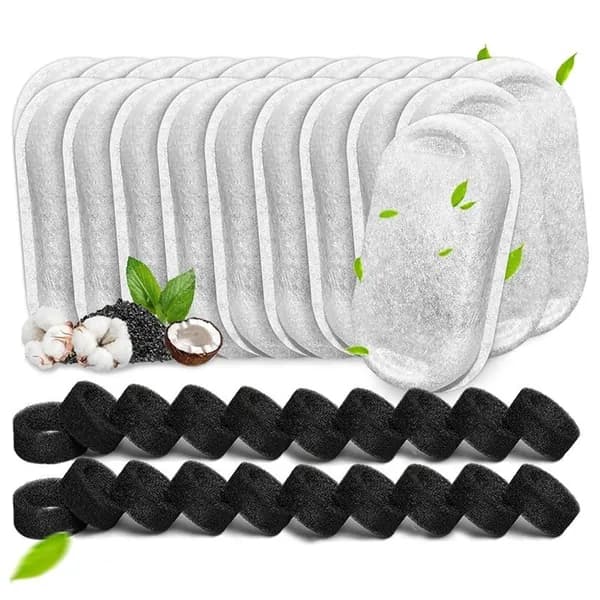 Фильтры для фонтанчика воды для кошек 40 шт., для 67oz/2L и 108oz/3.2L, с губками / нержавеющая сталь