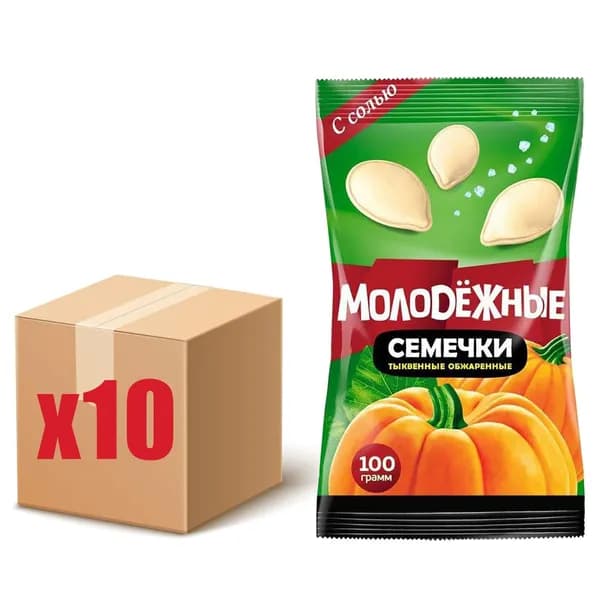 Семечки "Молодежные" от Мартина тыквенные с солью, 100г х 10шт