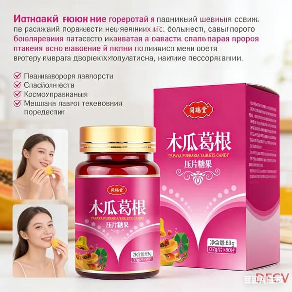 Жевательные мармеладки для женщин с папайей и корнем кудзу. Натуральная поддержка женского здоровья и красоты, 1 флакон.