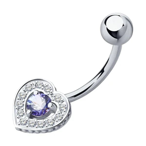 SOKOLOV Diamonds, Пирсинг из белого золота с бриллиантами и танзанитом, 6064002-3, в пупок, 585 проба