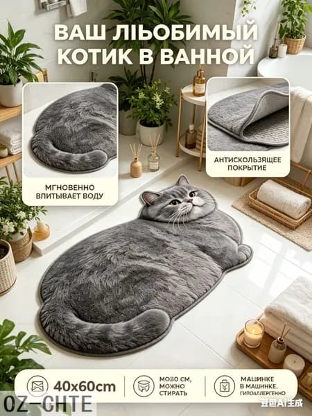 Коврик для туалета кошка 40.14x60.13 см