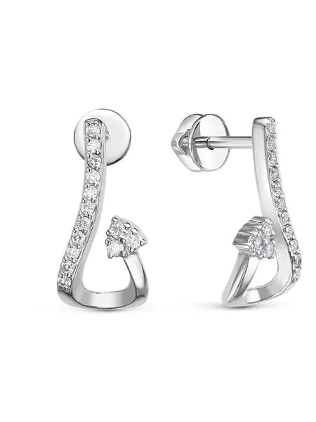 Серьги-пусеты из серебра 925 с фианитом kari JEWELRY