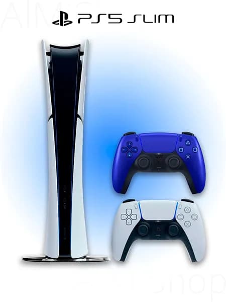 Игровая приставка Sony PlayStation 5 Slim Digital (БЕЗ ДИСКОВОДА) + 2 геймпад (синий, Cobalt Blue)
