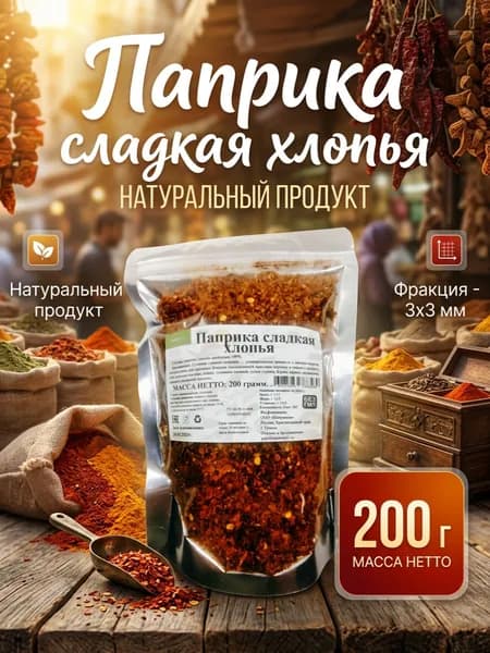 Паприка сладкая хлопья 3х3 200г Премиум