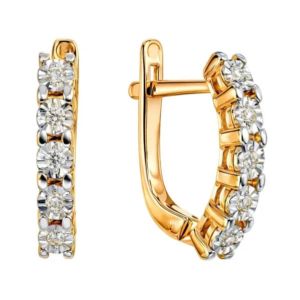 Серьги женские с бриллиантами из красного золота 585 пробы 585GOLD